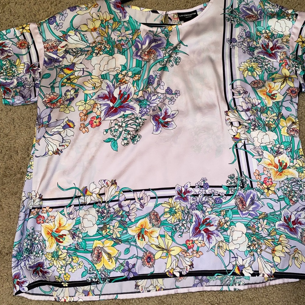 Liz Claiborne Floral Satin Blouse